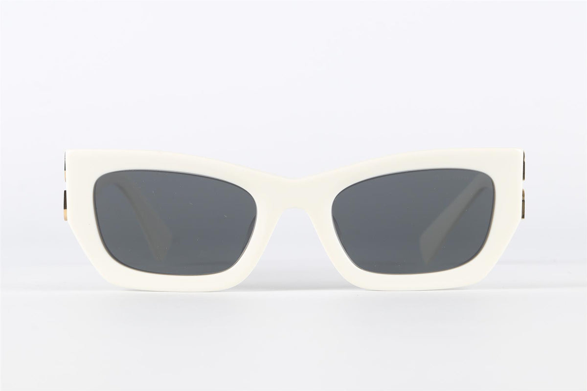MIU MIU WHITE RECTANGLE FRAME ACETATE SUNGLASSES