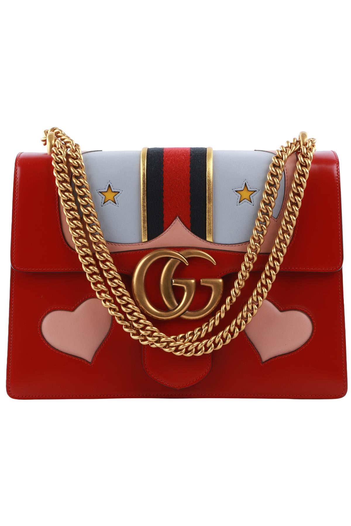 GUCCI RED MARMONT MEDIUM GG LEATHER SHOULDER BAG