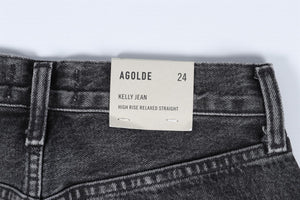 AGOLDE BLACK HIGH RISE STRAIGHT LEG JEANS W24 UK 6