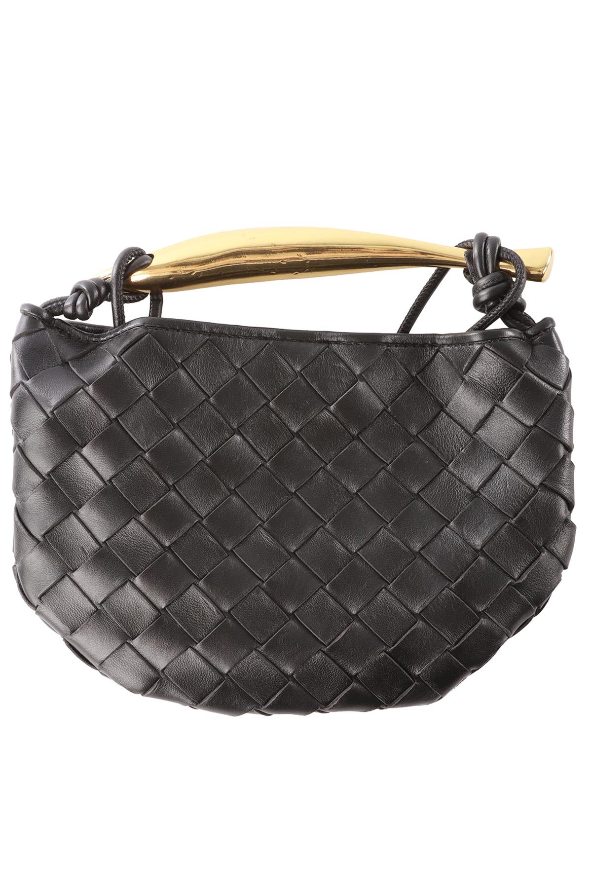 BOTTEGA VENETA BLACK SARDINE MINI INTRECCIATO LEATHER SHOULDER BAG