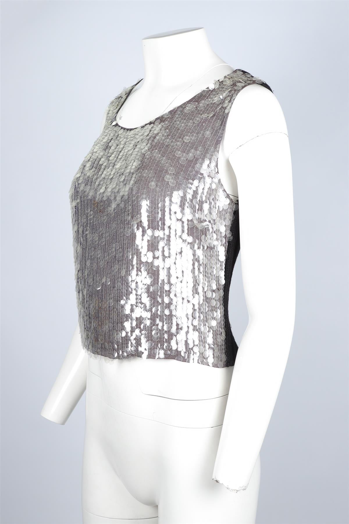 CHANEL GREY 1999 SEQUIN TOP FR 40 UK 12
