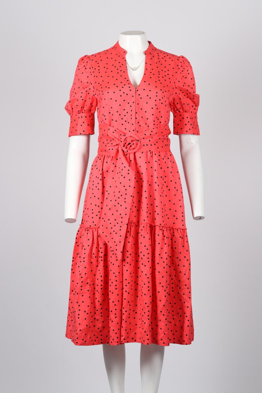 REBECCA VALLANCE LINEN BLEND MIDI DRESS UK 10