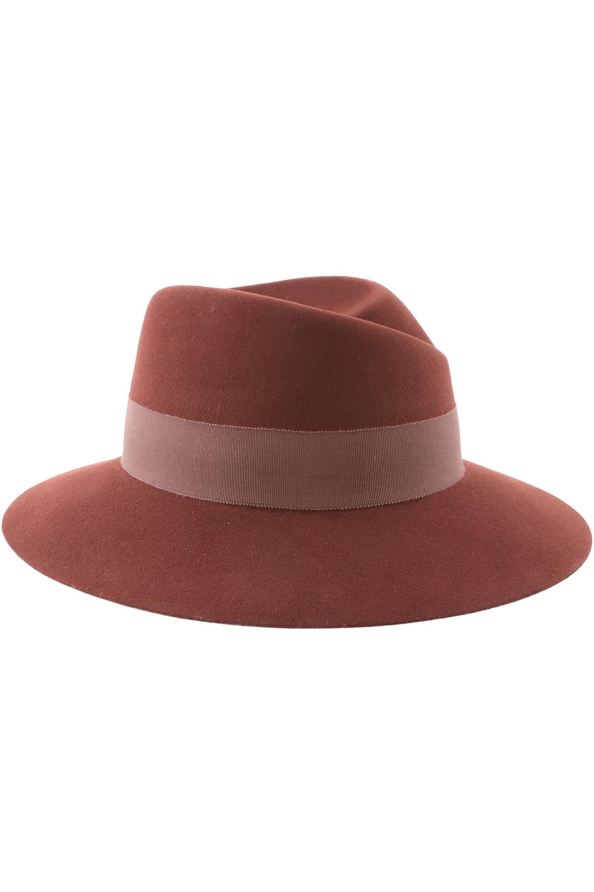 MAISON MICHEL BURGUNDY FELT HAT LARGE