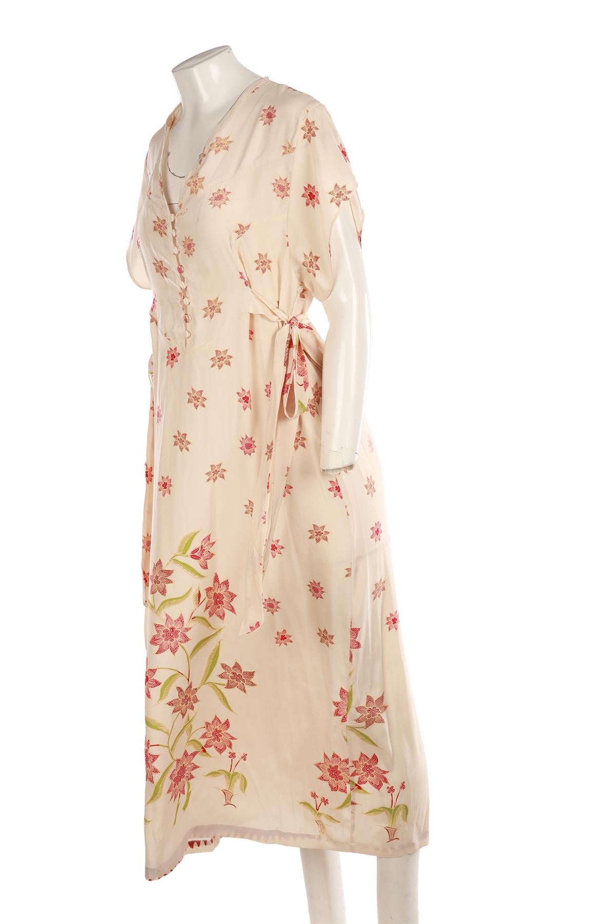 NATALIE MARTIN CREAM SILK MIDI DRESS XSMALL