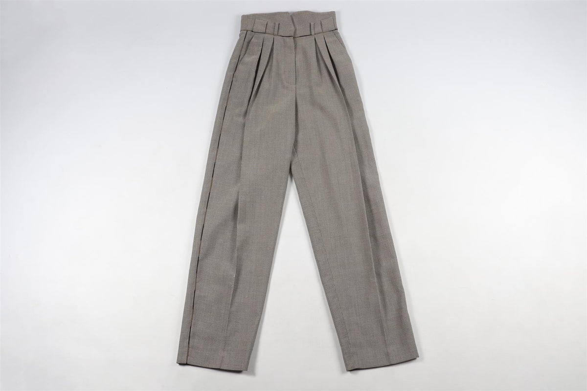 FENDI BROWN WOOL STRAIGHT LEG PANTS IT 38 UK 6