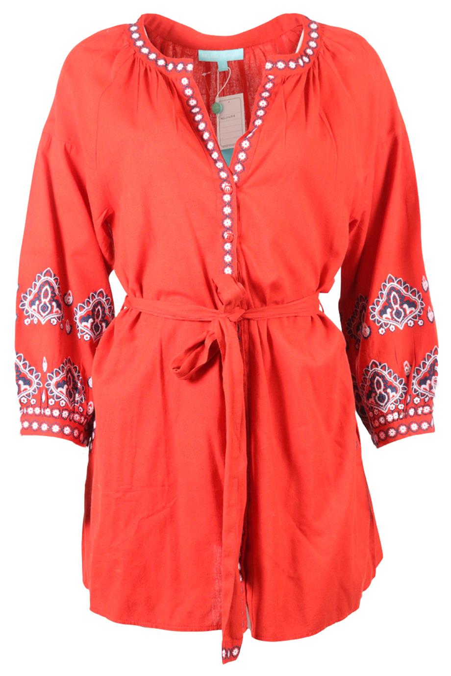 MEDLISSA ODABASH COTTON AND LINEN BLEND MINI DRESS SMALL