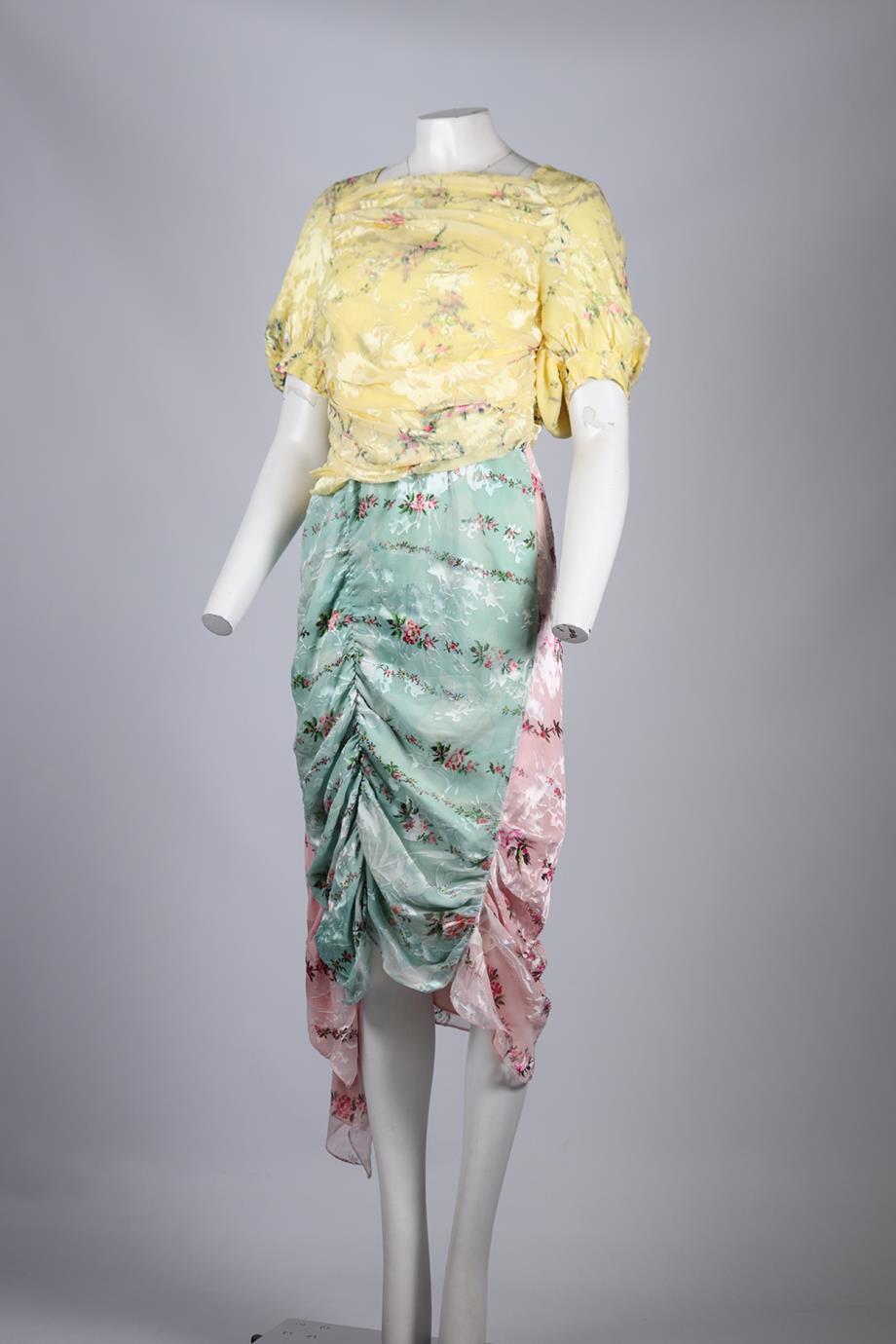 PREEN BY THORNTON BREGAZZI FLORAL PRINT SILK MIDI DRESS UK 10