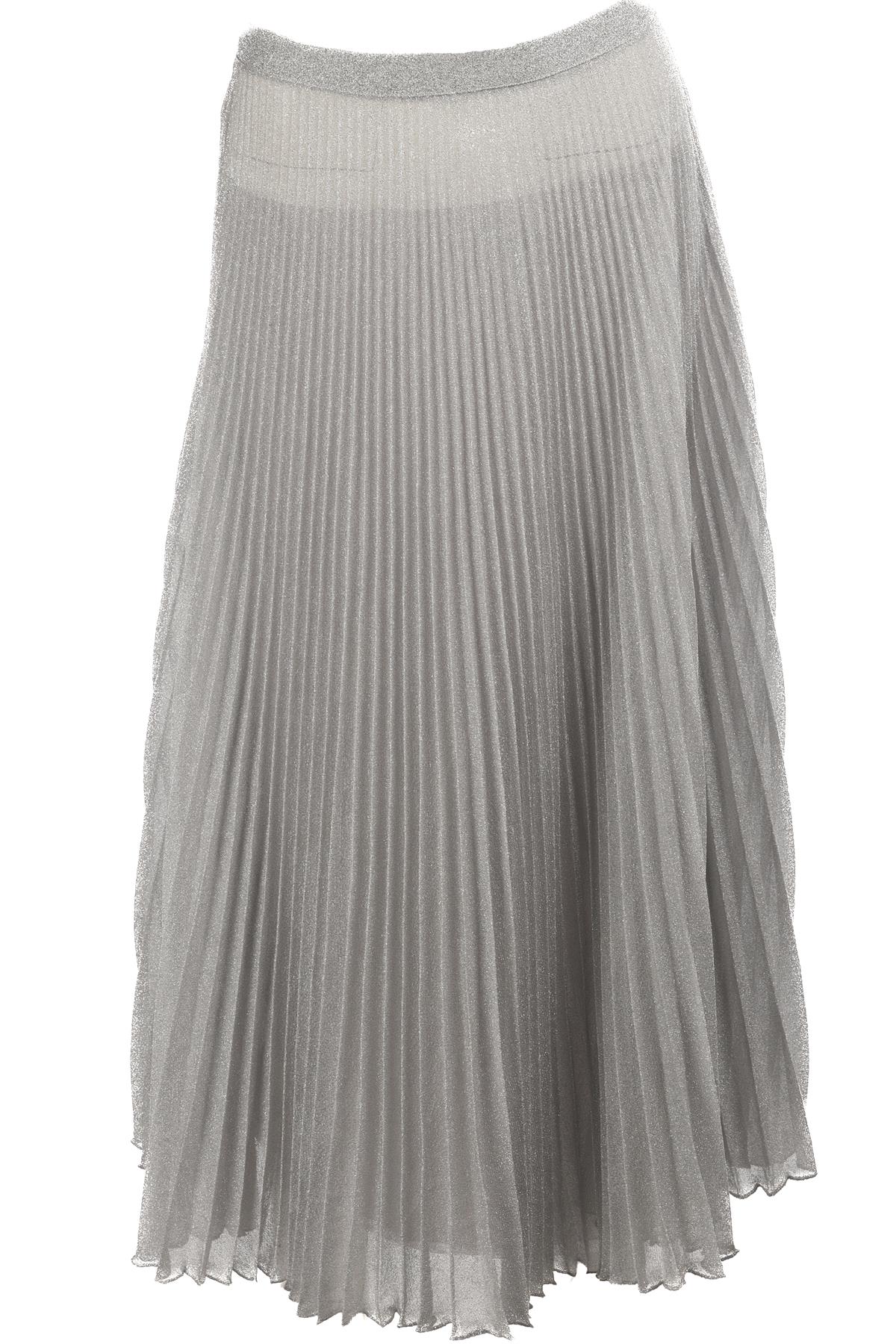 PRADA SILVER LAMÉ MIDI SKIRT IT 42 UK 10