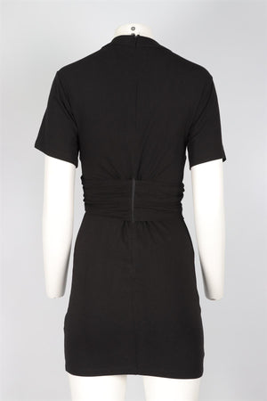 T BY ALEXANDER WANG BLACK COTTON MINI DRESS XSMALL