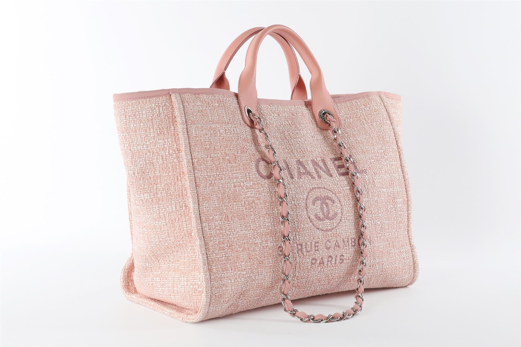 CHANEL PINK 2017-2018 DEAUVILLE MEDIUM FABRIC TOTE BAG