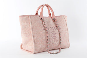 CHANEL PINK 2017-2018 DEAUVILLE MEDIUM FABRIC TOTE BAG