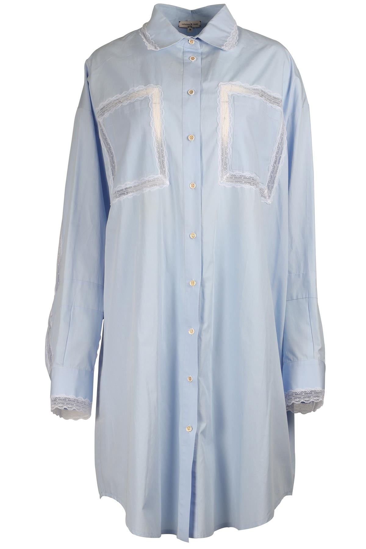 NATASHA ZINKO BLUE COTTON MIDI DRESS FR 36 UK 8