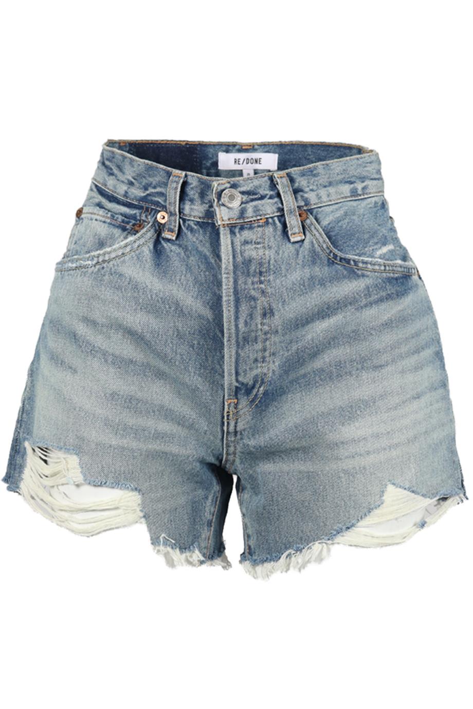 RE/DONE DISTRESSED HIGH RISE DENIM SHORTS W25 UK 6-8