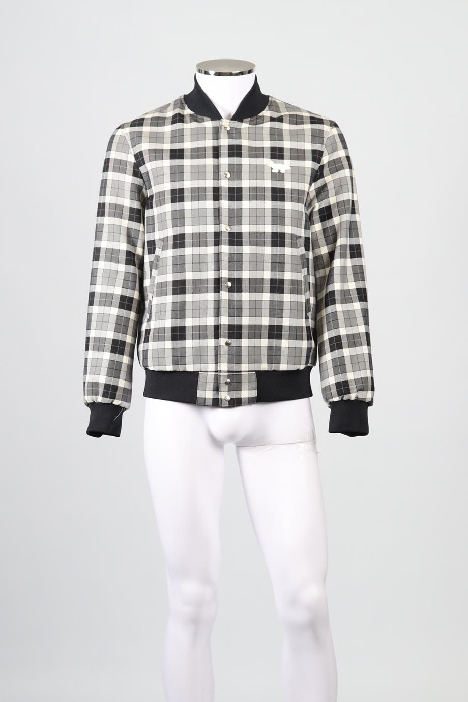 MAISON KITSUNE MEN'S REVERSIBLE WOOL BLEND BOMBER JACKET SMALL