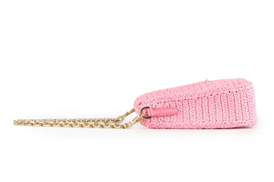 PRADA PINK RE-EDITION 2005 SMALL RAFFIA SHOULDER BAG