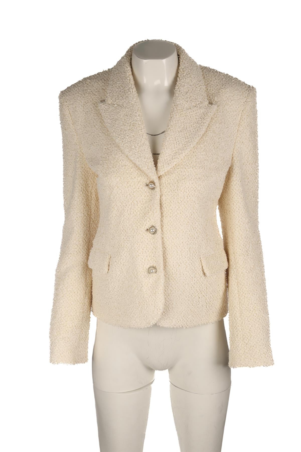 MAGDA BUTRYM CREAM TWEED BLAZER FR 36 UK 8