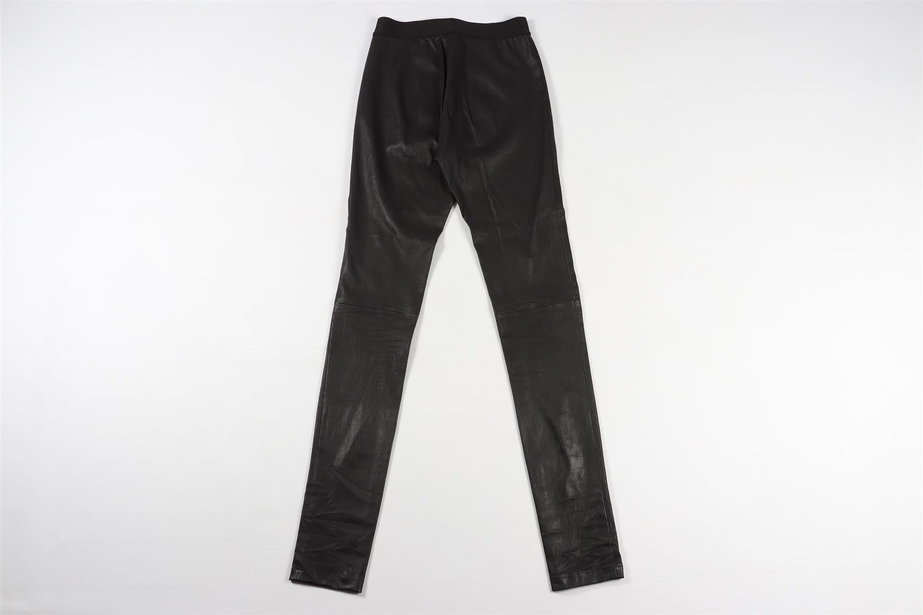 ANN DEMEULEMEESTER BLACK LEATHER LEGGINGS SMALL