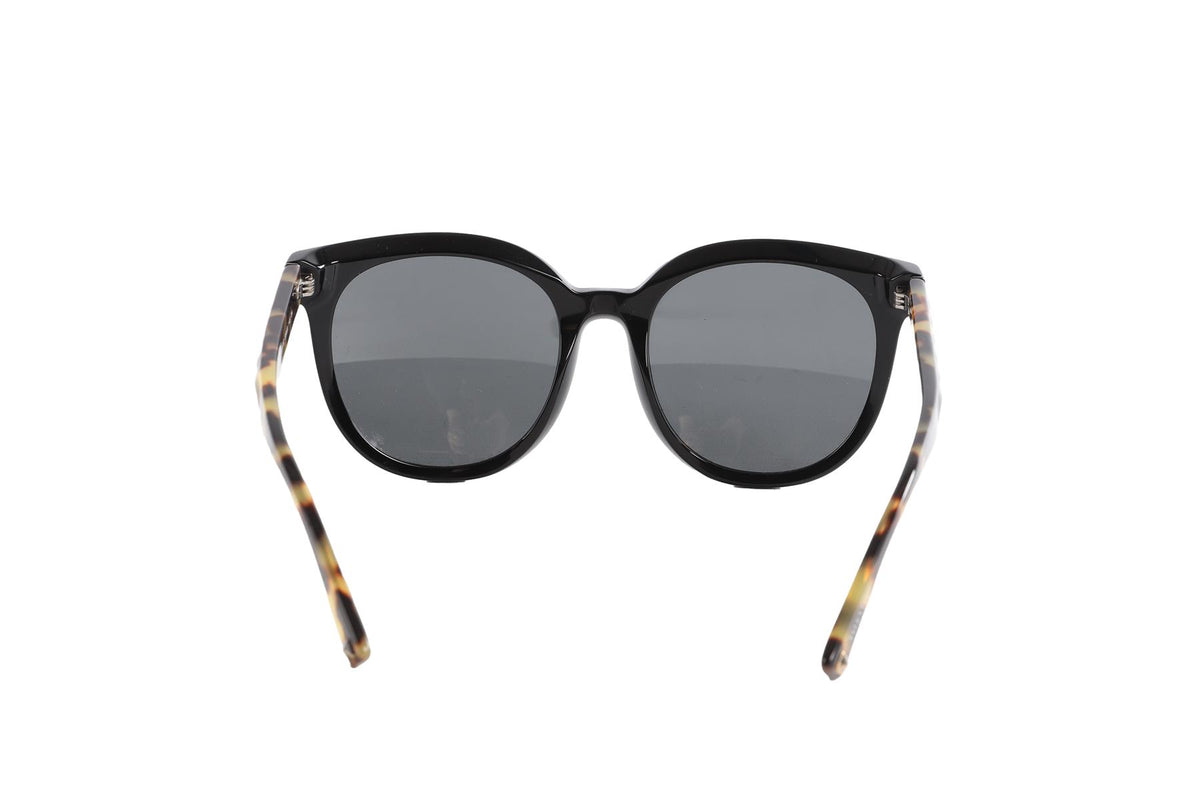 VALENTINO BLACK ROUND FRAME ACETATE SUNGLASSES