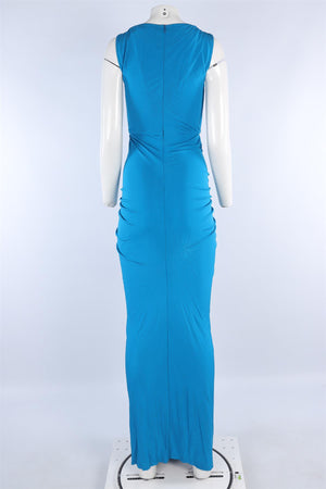 CHRISTOPHER ESBER BLUE JERSEY MAXI DRESS UK 8