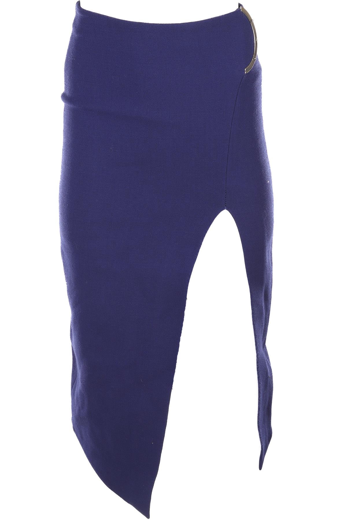 DAVID KOMA BLUE WOOL MIDI SKIRT UK 6