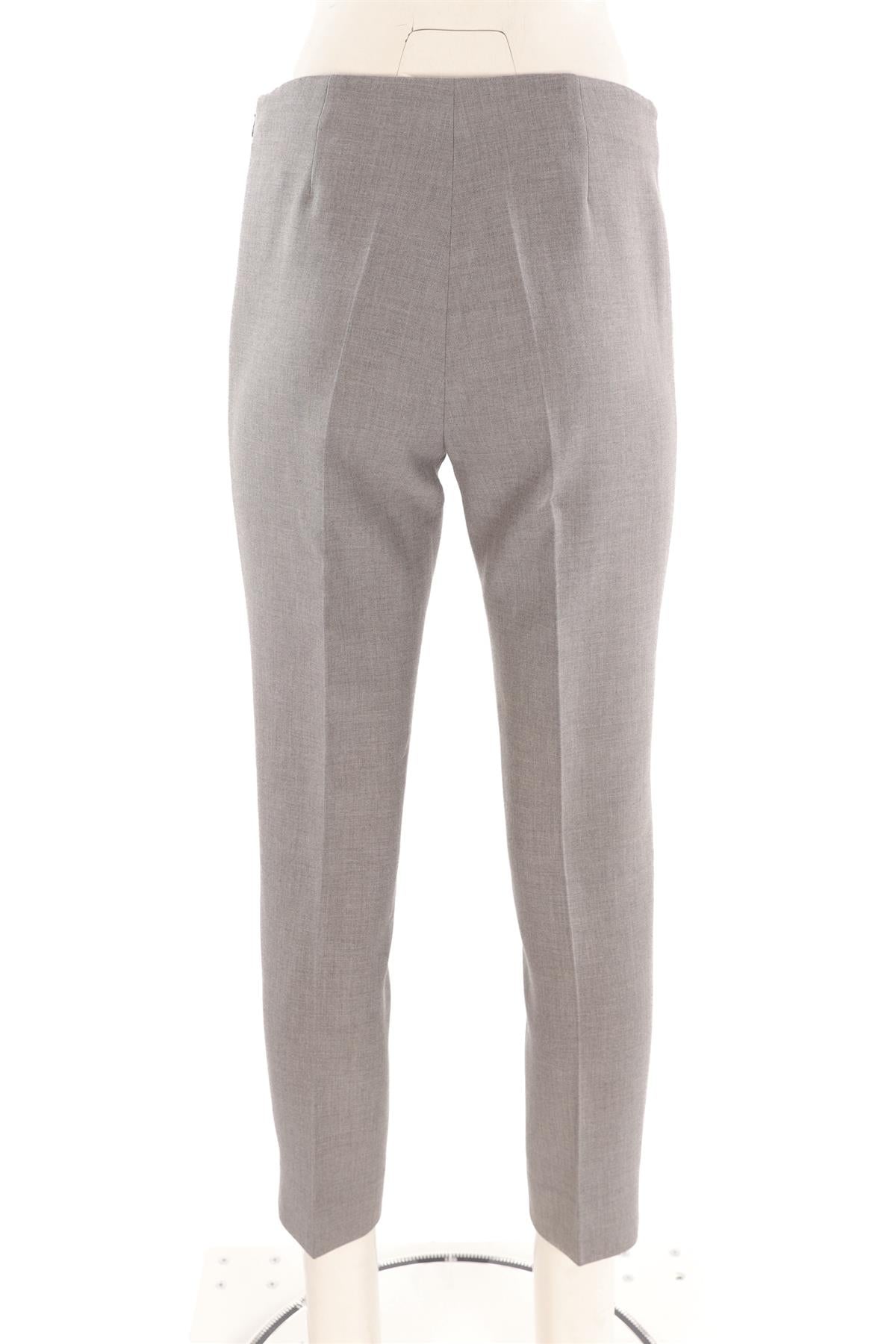 PESERICO GREY WOVEN STRAIGHT LEG PANTS IT 42 UK 10