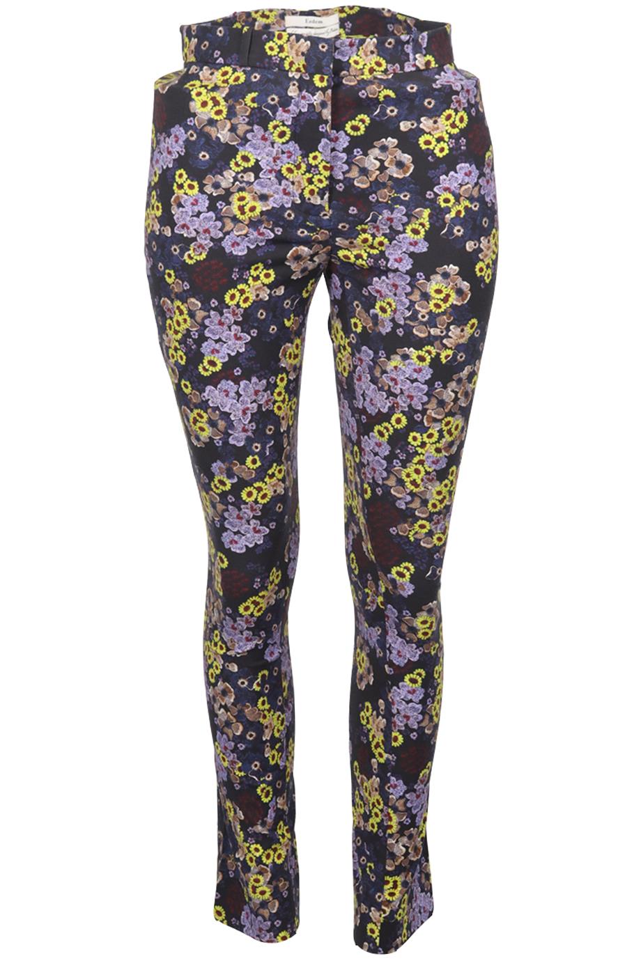 ERDEM FLORAL PRINT COTTON BLEND SKINNY PANTS UK 8