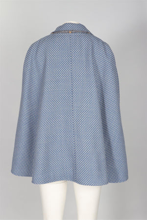 GUCCI BLUE GARDEN WOOL CAPE IT 42 UK 10