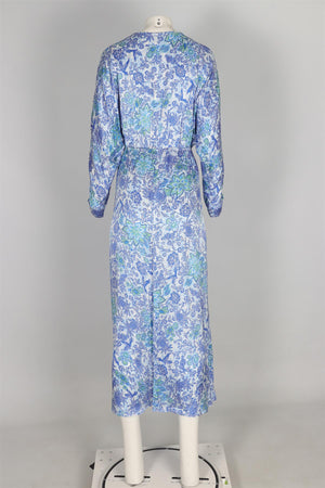 POUPETTE ST BARTH BLUE SATIN MAXI DRESS MEDIUM