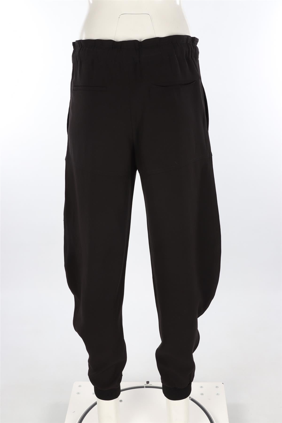 BLACK WOVEN TAPERED PANTS