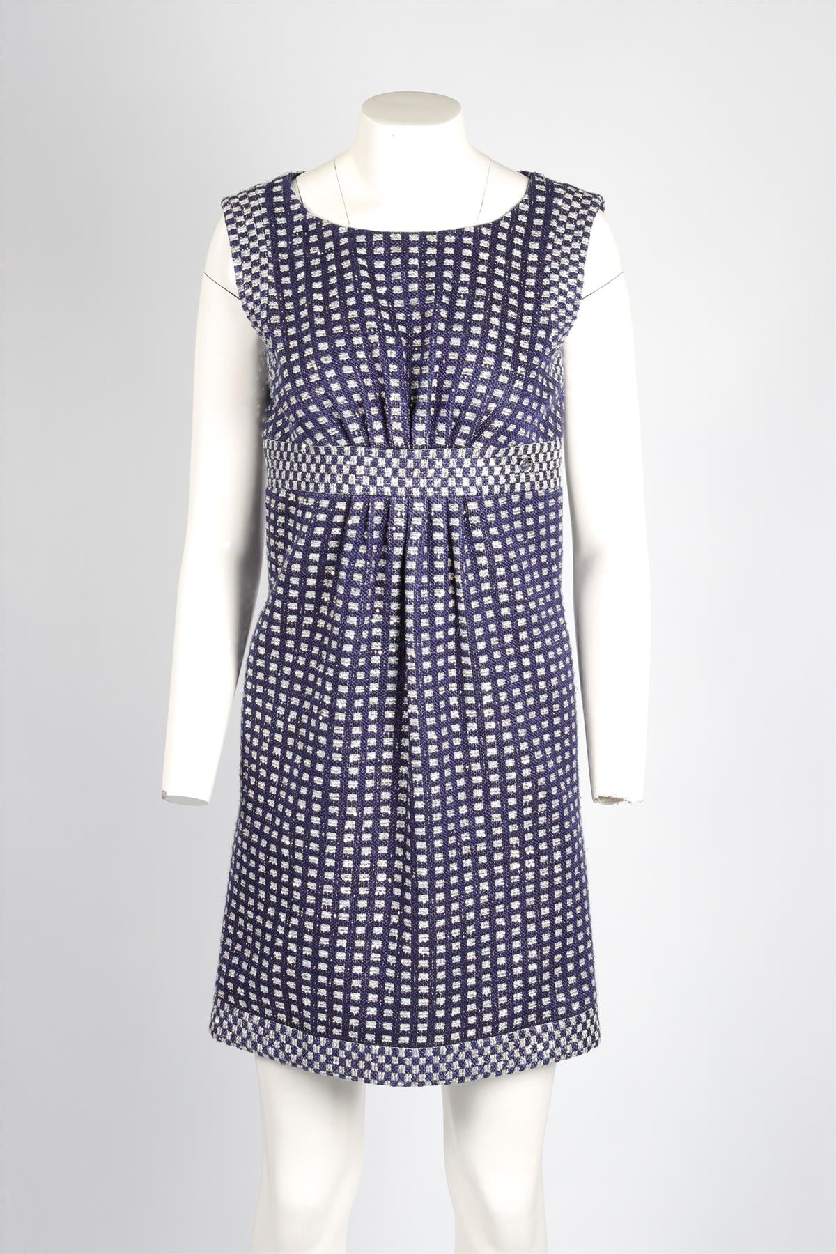 CHANEL BLUE 2017 TWEED MINI DRESS FR 38 UK 10