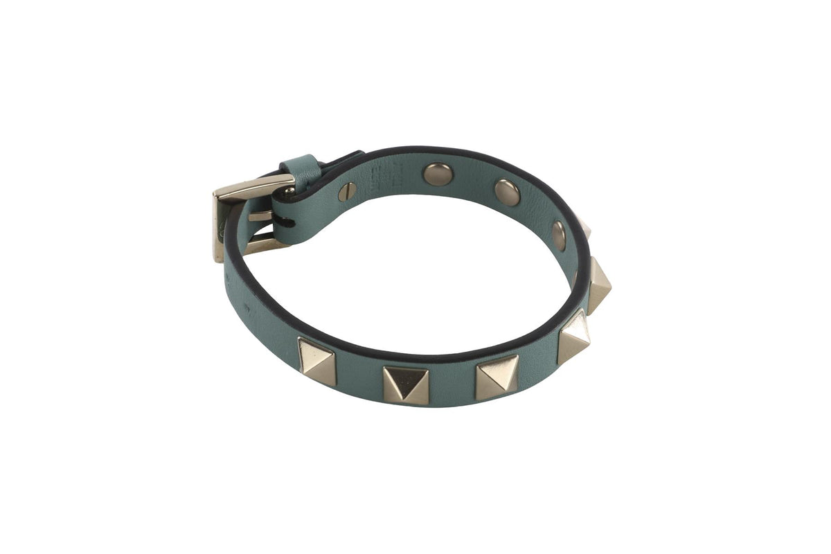 VALENTINO GARAVANI BLUE ROCKSTUD LEATHER BRACELET