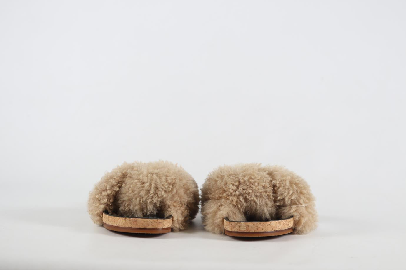 CHLOÉ SHEARLING AND LEATHER SLIDES EU 38 UK 5 US 8