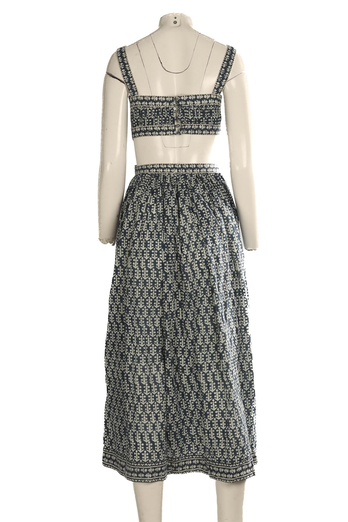 DOEN BLUE COTTON MAXI DRESS XSMALL
