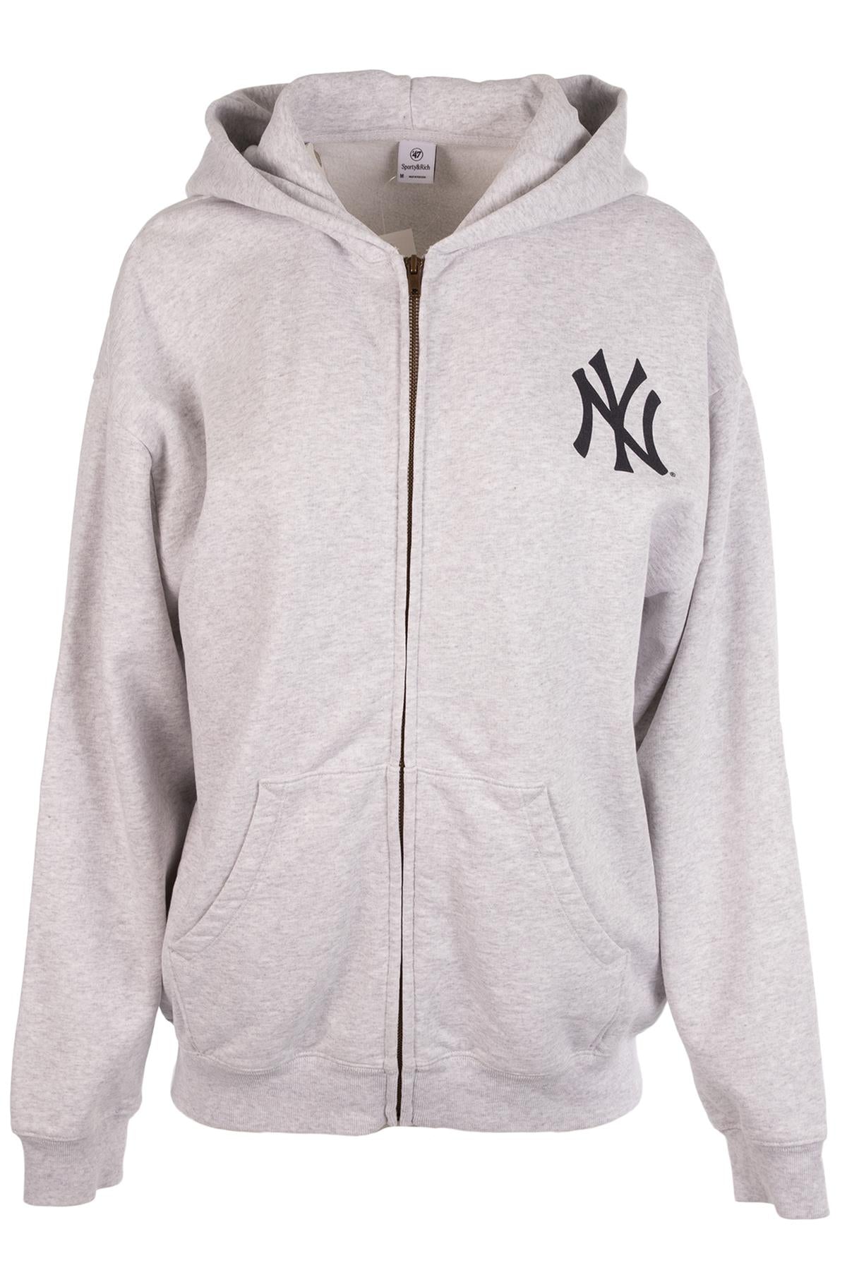 SPORTY & RICH + YANKEES GREY COTTON HOODIE MEDIUM