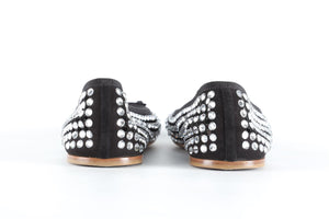 MIU MIU BLACK CRYSTAL BALLET FLATS EU 39.5 UK 6.5 US 9.5