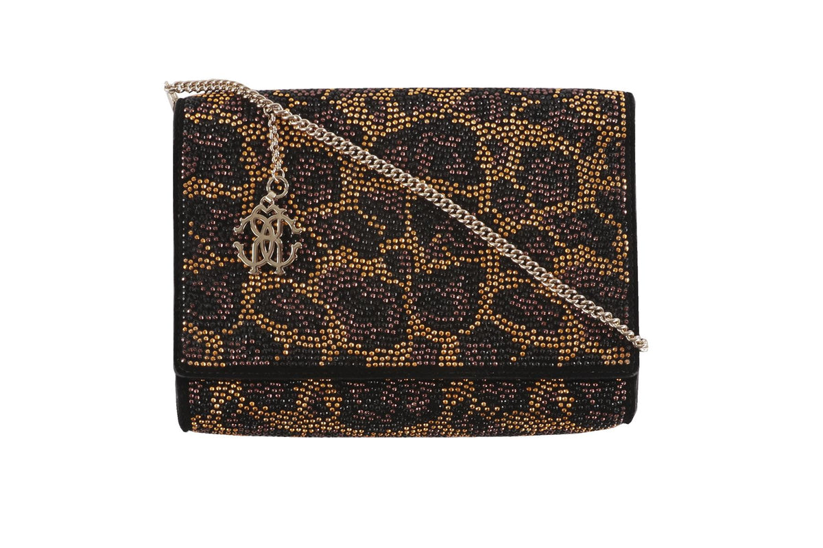 ROBERTO CAVALLI BLACK SUEDE CROSSBODY BAG