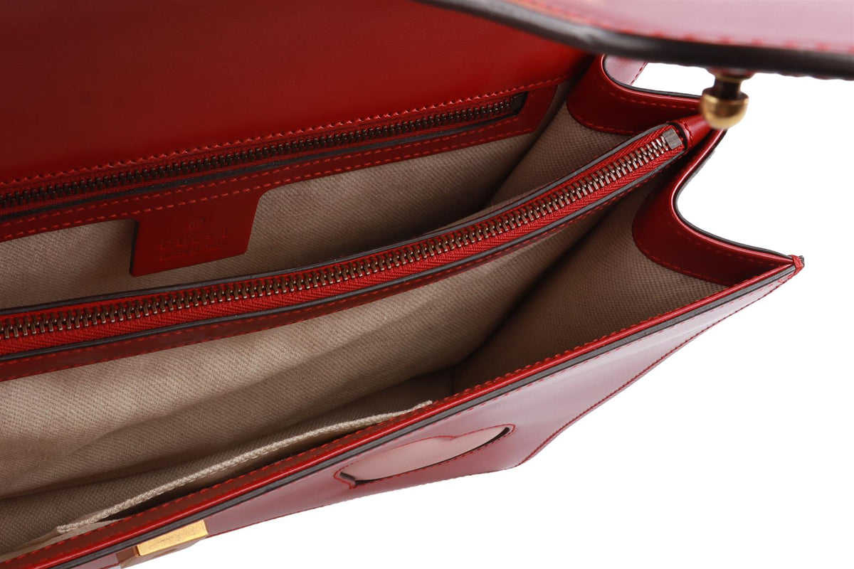 GUCCI RED MARMONT MEDIUM GG LEATHER SHOULDER BAG