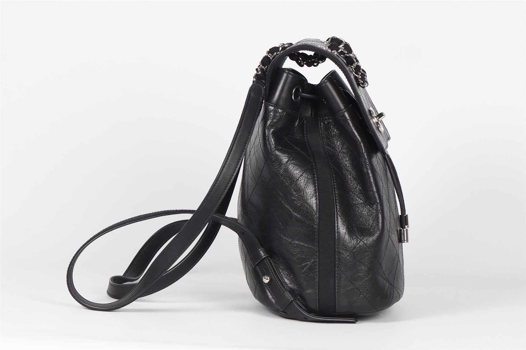 CHANEL BLACK 2018 GRAINED CRUMPLED CALFSKIN LEATHER BACKPACK