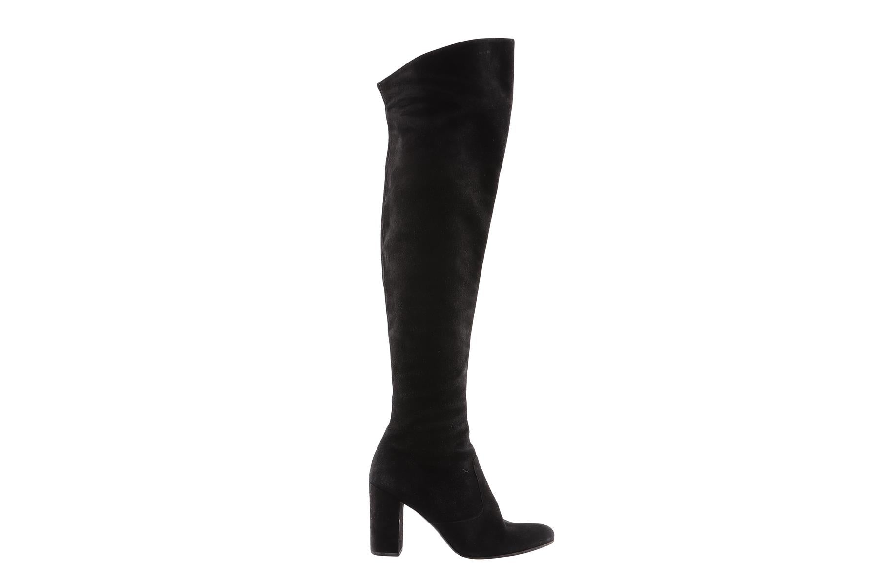 SAINT LAURENT BLACK SUEDE OVER THE KNEE BOOTS EU 39.5 UK 6.5 US 9.5