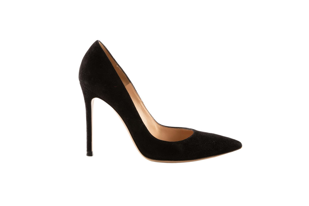GIANVITO ROSSI BLACK SUEDE PUMPS EU 35.5