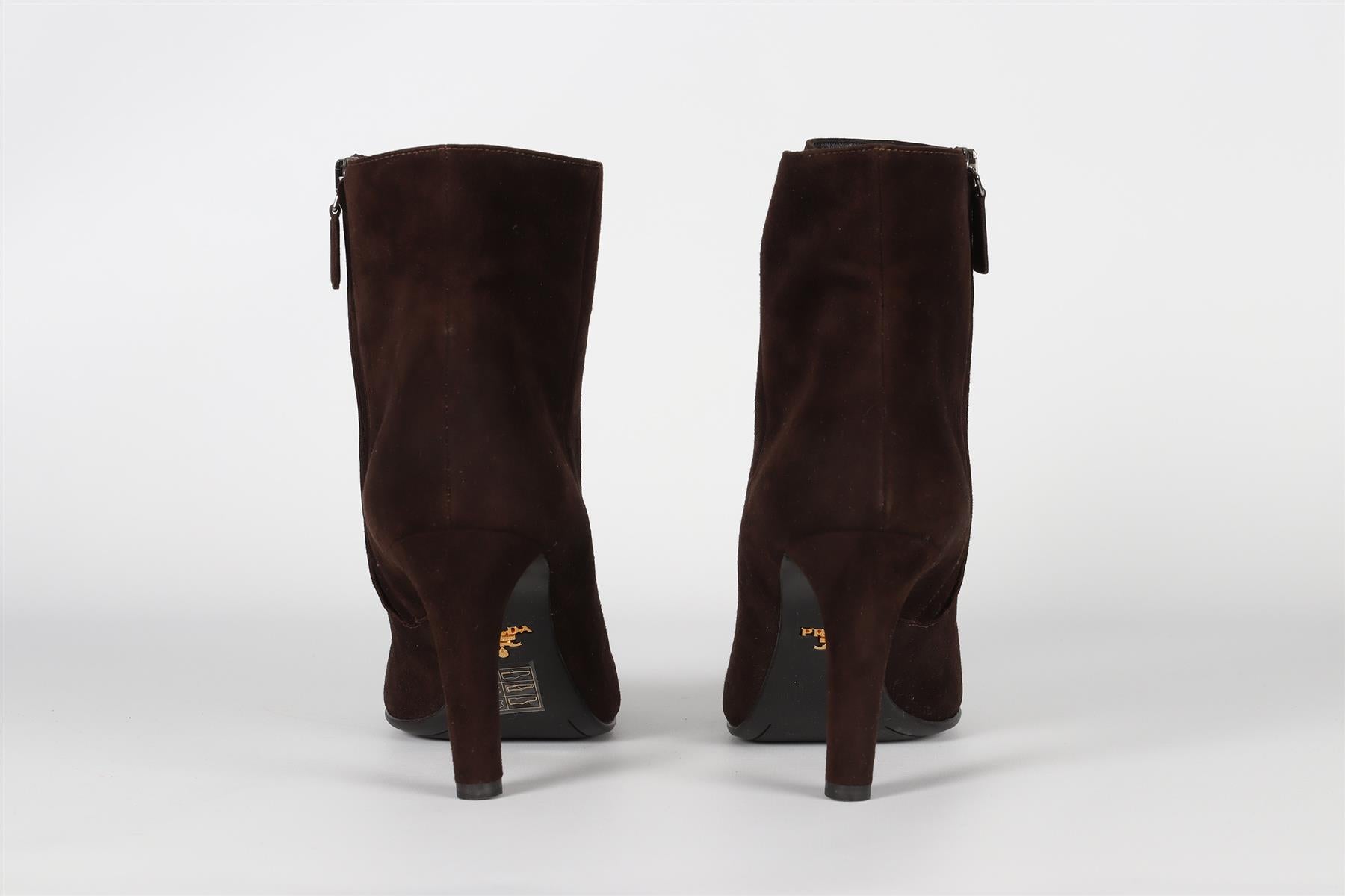 PRADA BROWN SUEDE ANKLE BOOTS EU 38 UK 5 US 8