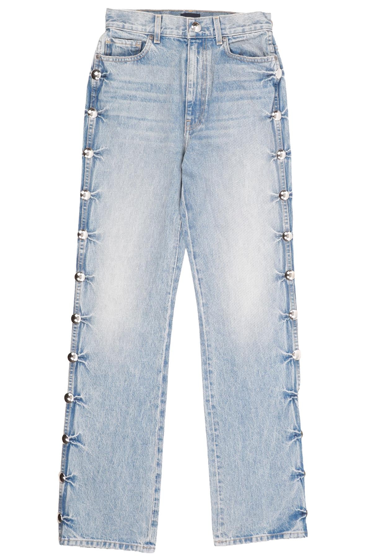 KHAITE BLUE HIGH RISE STRAIGHT LEG JEANS W27 UK 8-10