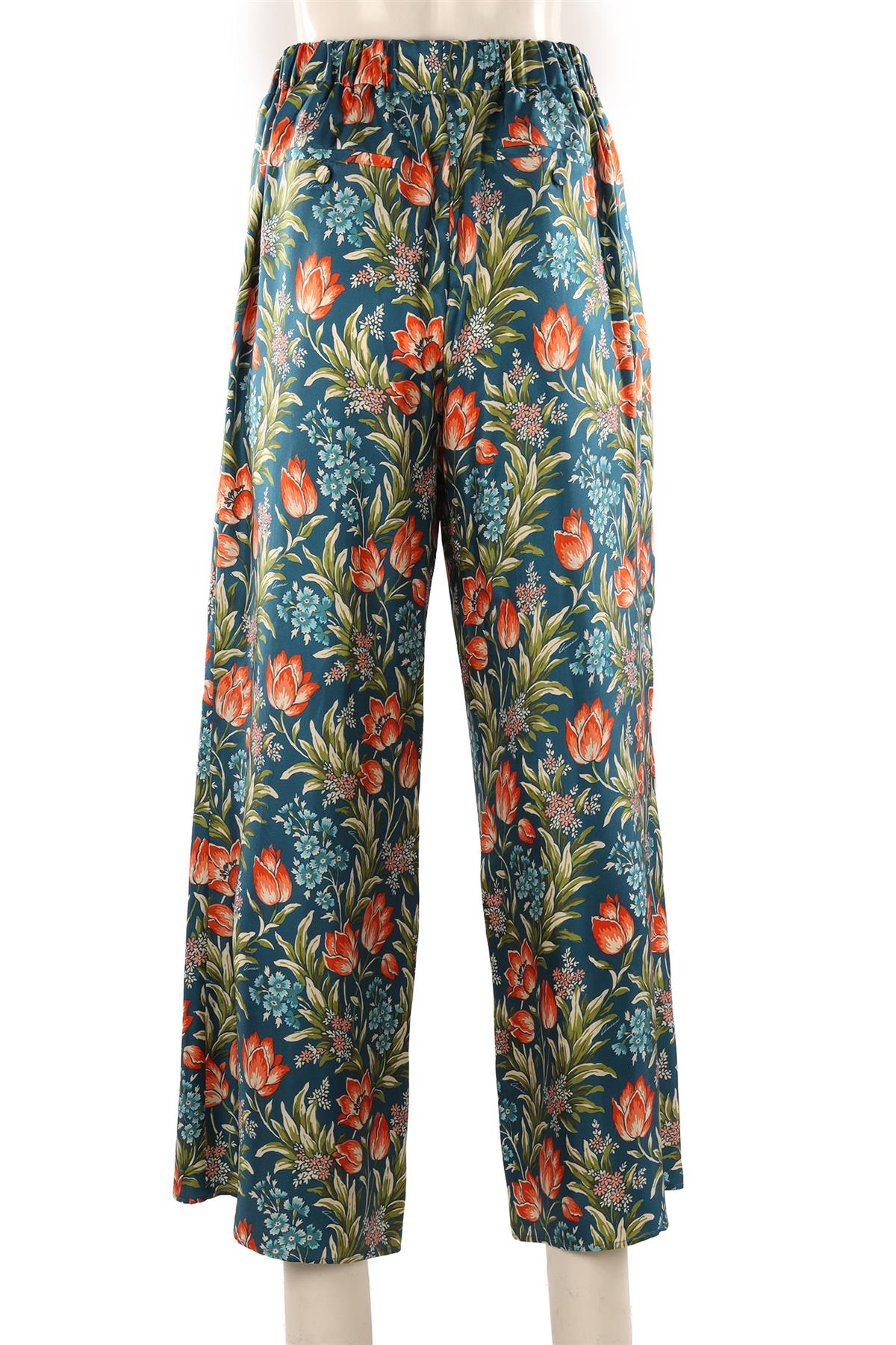 GUCCI MULTI NOJUM SILK WIDE LEG PANTS IT 44 UK 12