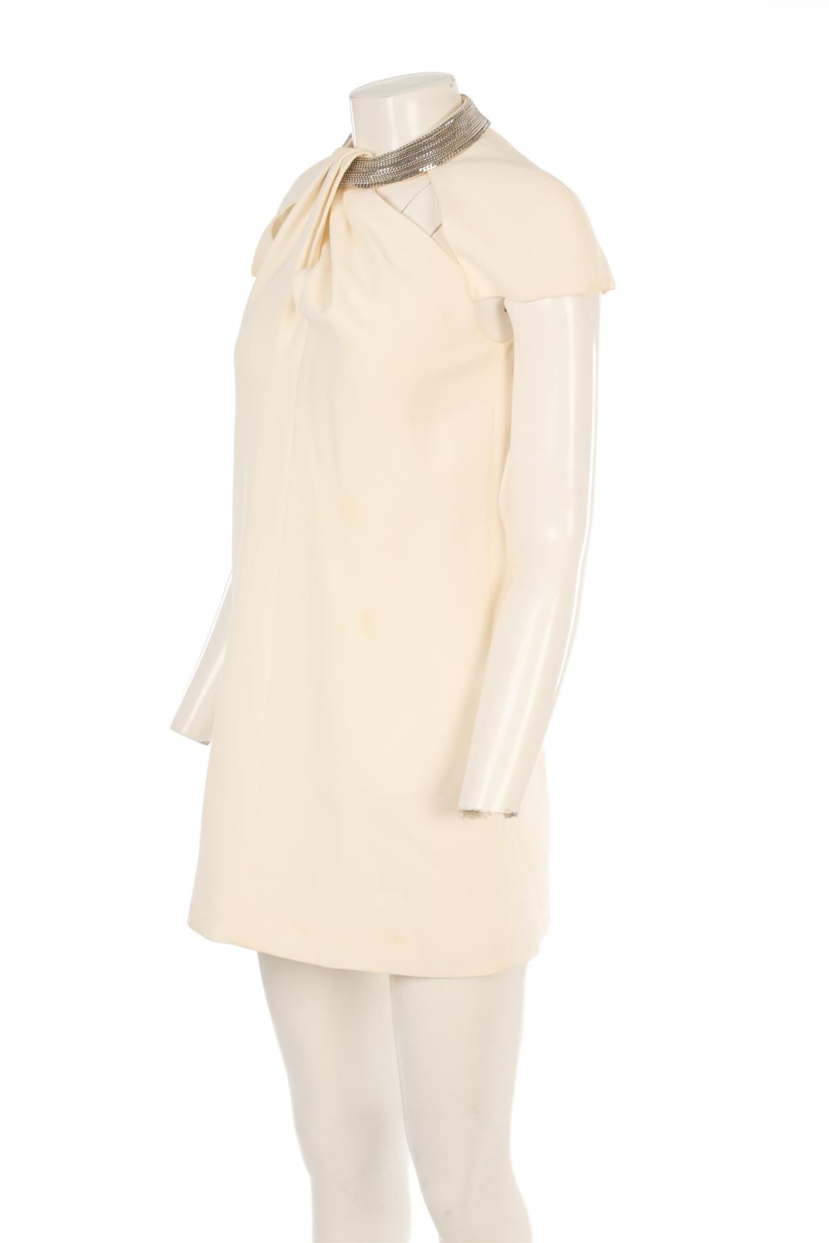 SAINT LAURENT CREAM SILK MIDI DRESS FR 38 UK 10