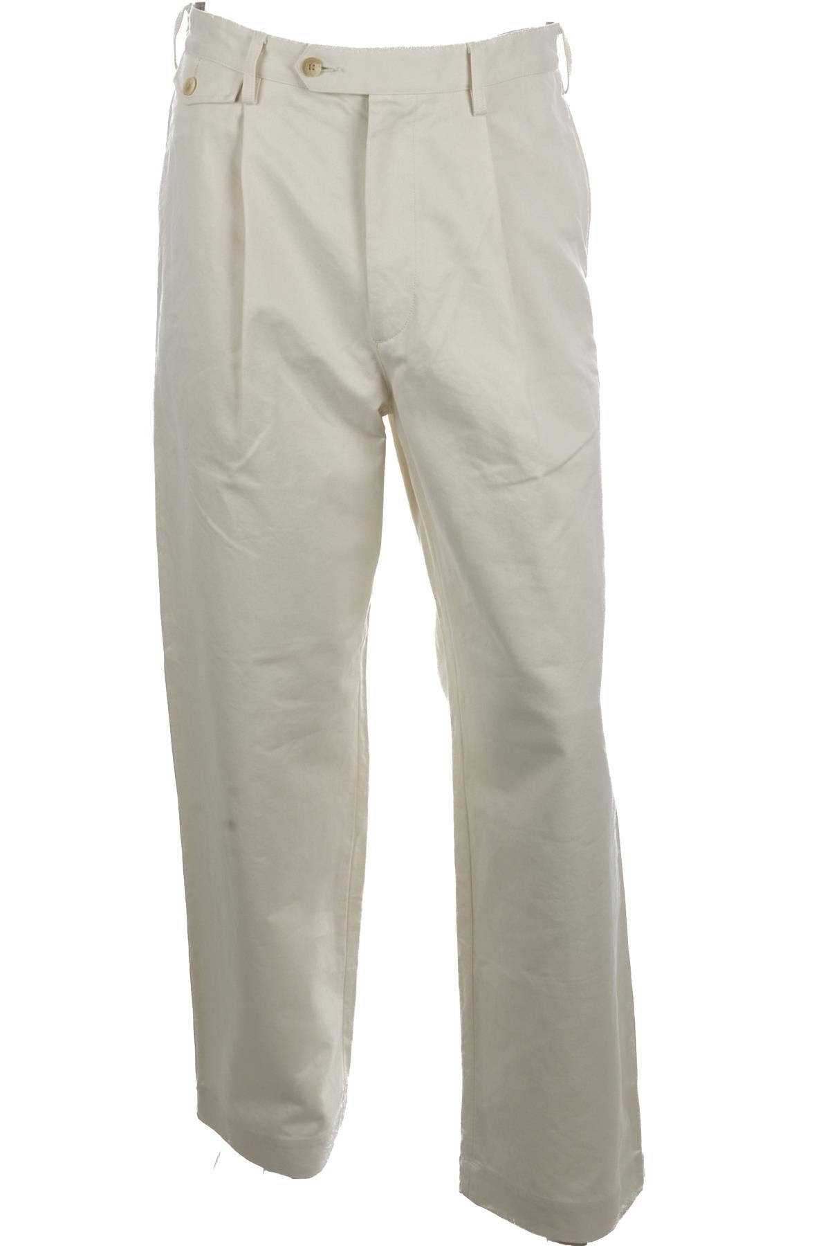 AURALEE IVORY COTTON MENS PANTS STRAIGHT LEG SMALL