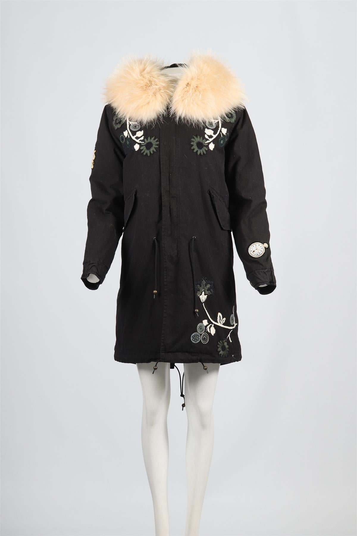 MR & MRS ITALY FOX FUR AND CANVAS COAT XXSMALL