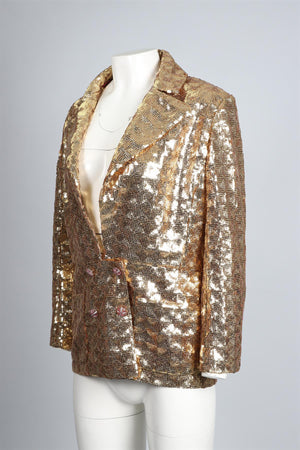 CHANEL GOLD 2023 SEQUIN BLAZER FR 46 UK 18