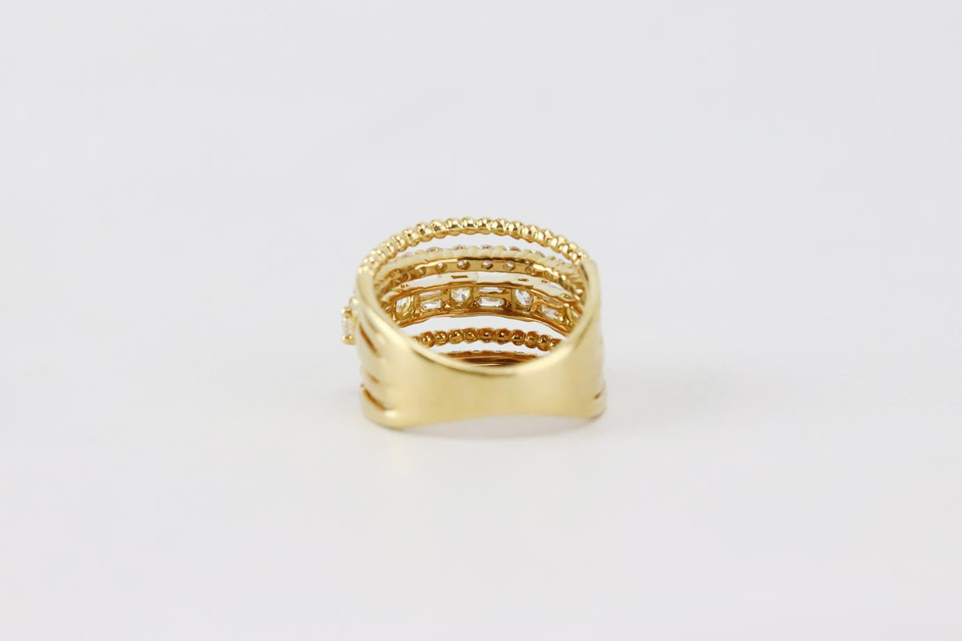 SHAY 18K YELLOW GOLD AND OPEN MIXED DIAMOND RING 16 MM