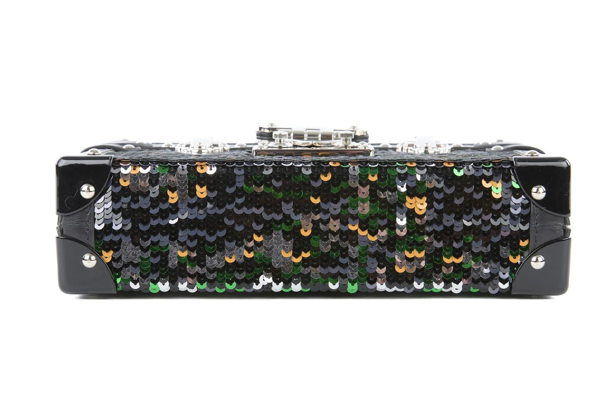 LOUIS VUITTON BLACK 2016 PETITE MALLE SEQUIN CLUTCH