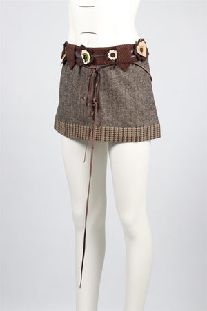 MARNI BROWN WOOL MINI SKIRT IT 38 UK 6